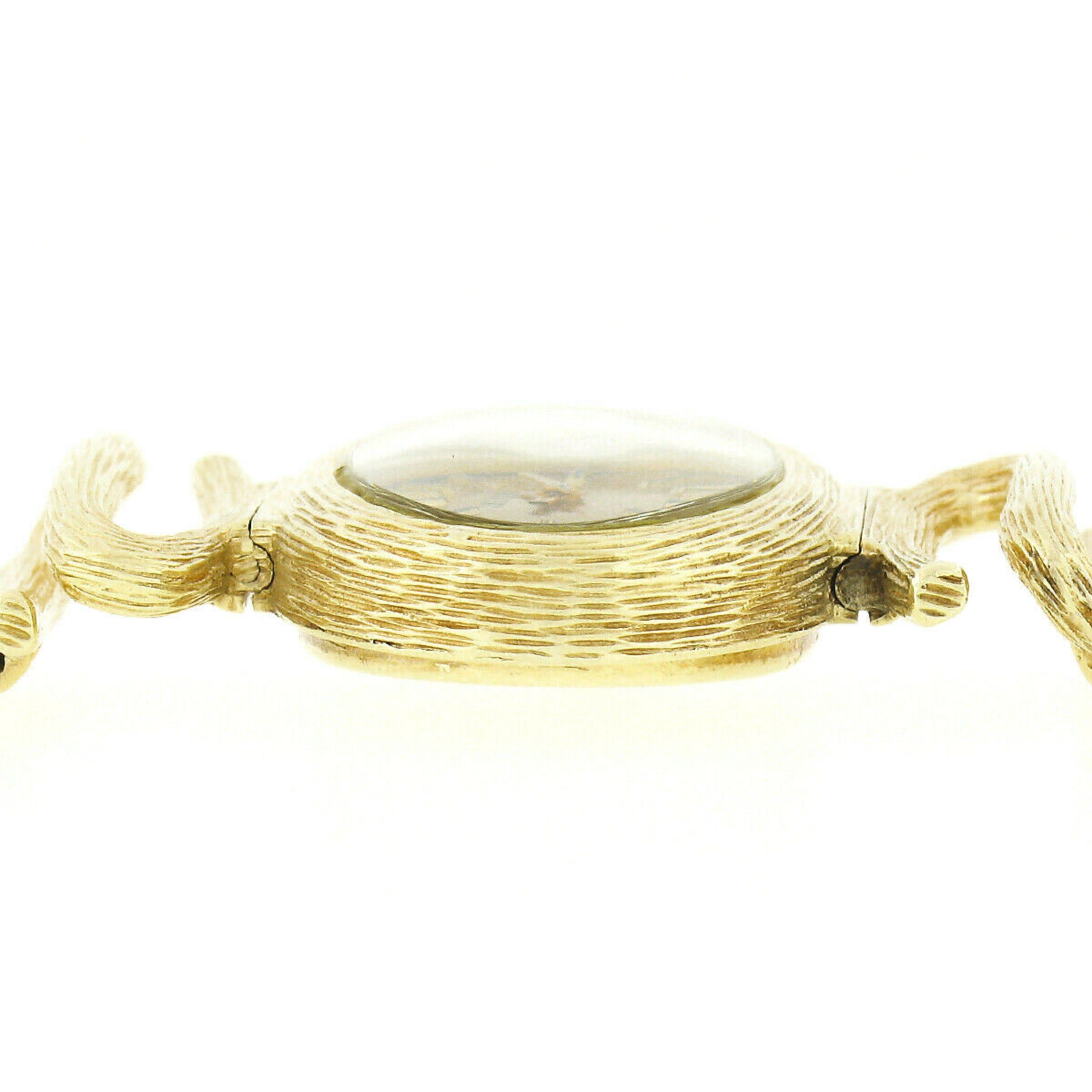 Modernistische 14K Gold Merano Mechanisches ovales strukturiertes Wirbel-Armbanduhrarmband 1