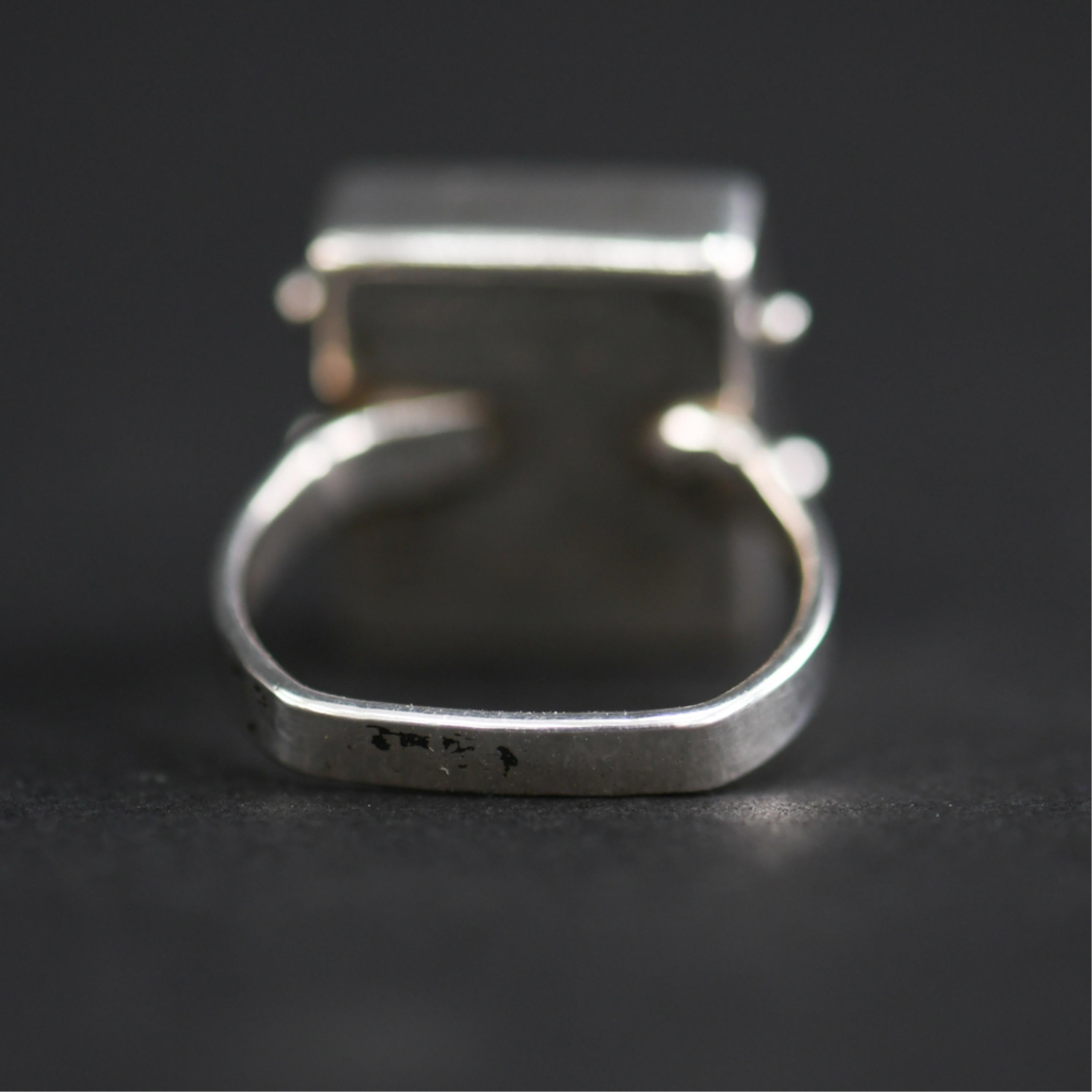 Oro Anello modernista in oro e argento 14 carati in vendita
