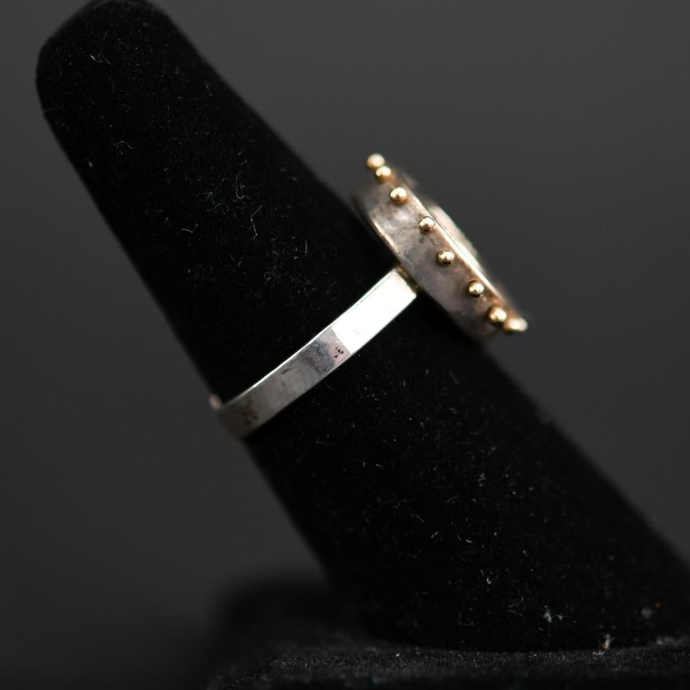 Modernist 14-Karat Gold and Silver Ring For Sale 2