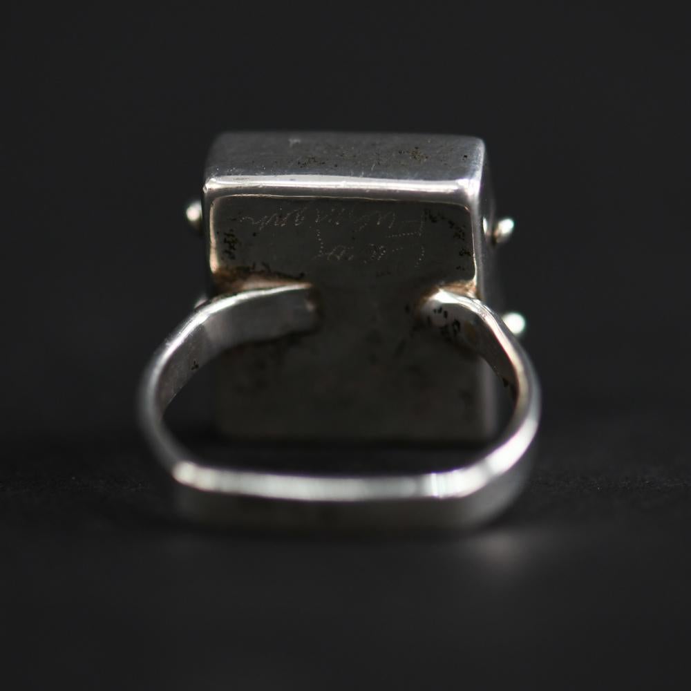 Anello modernista in oro e argento 14 carati in vendita 1