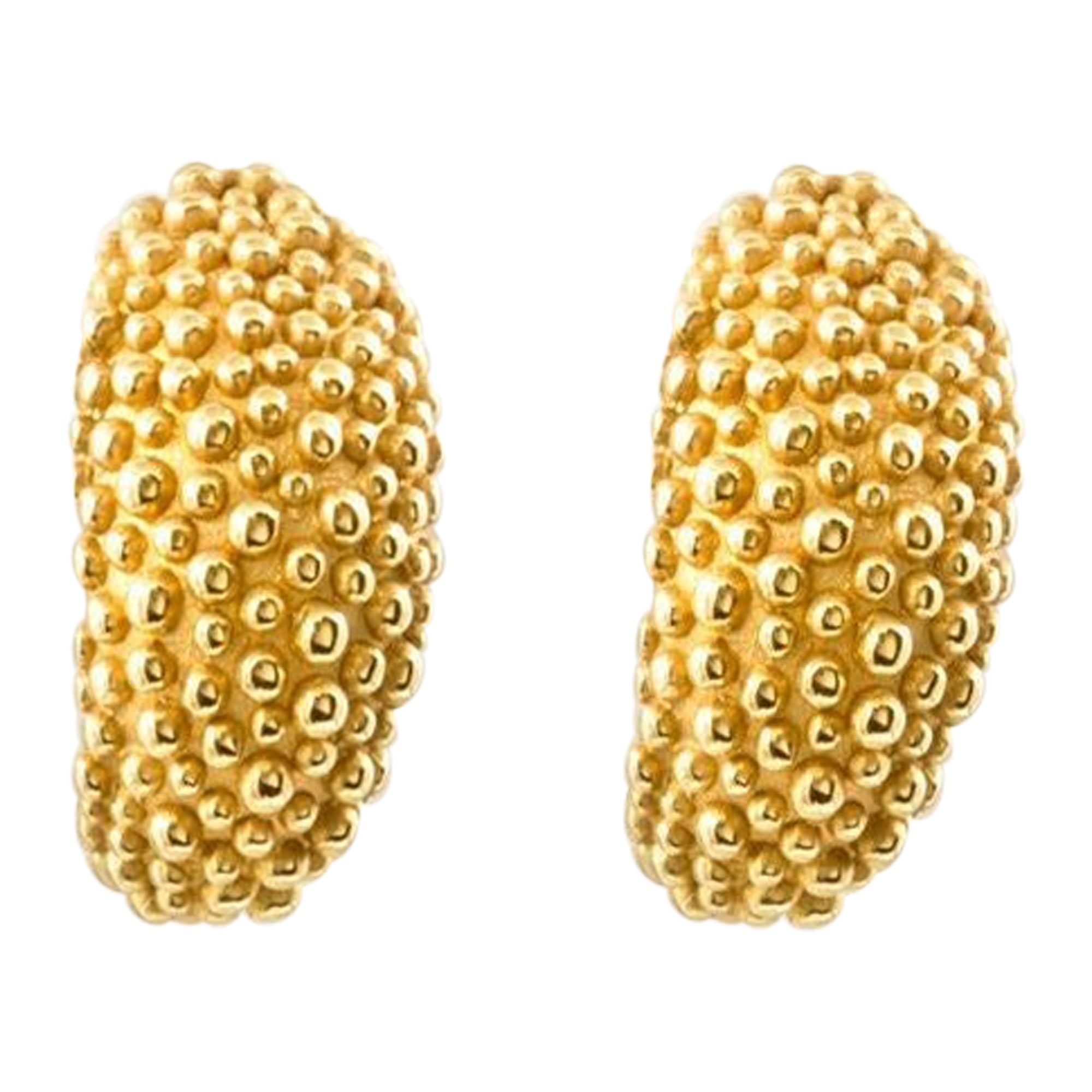 Modernist 14k Yellow Gold Chunky Half-Hoop Earrings