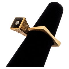 Modernist 14K Yellow Gold Diamond Ring