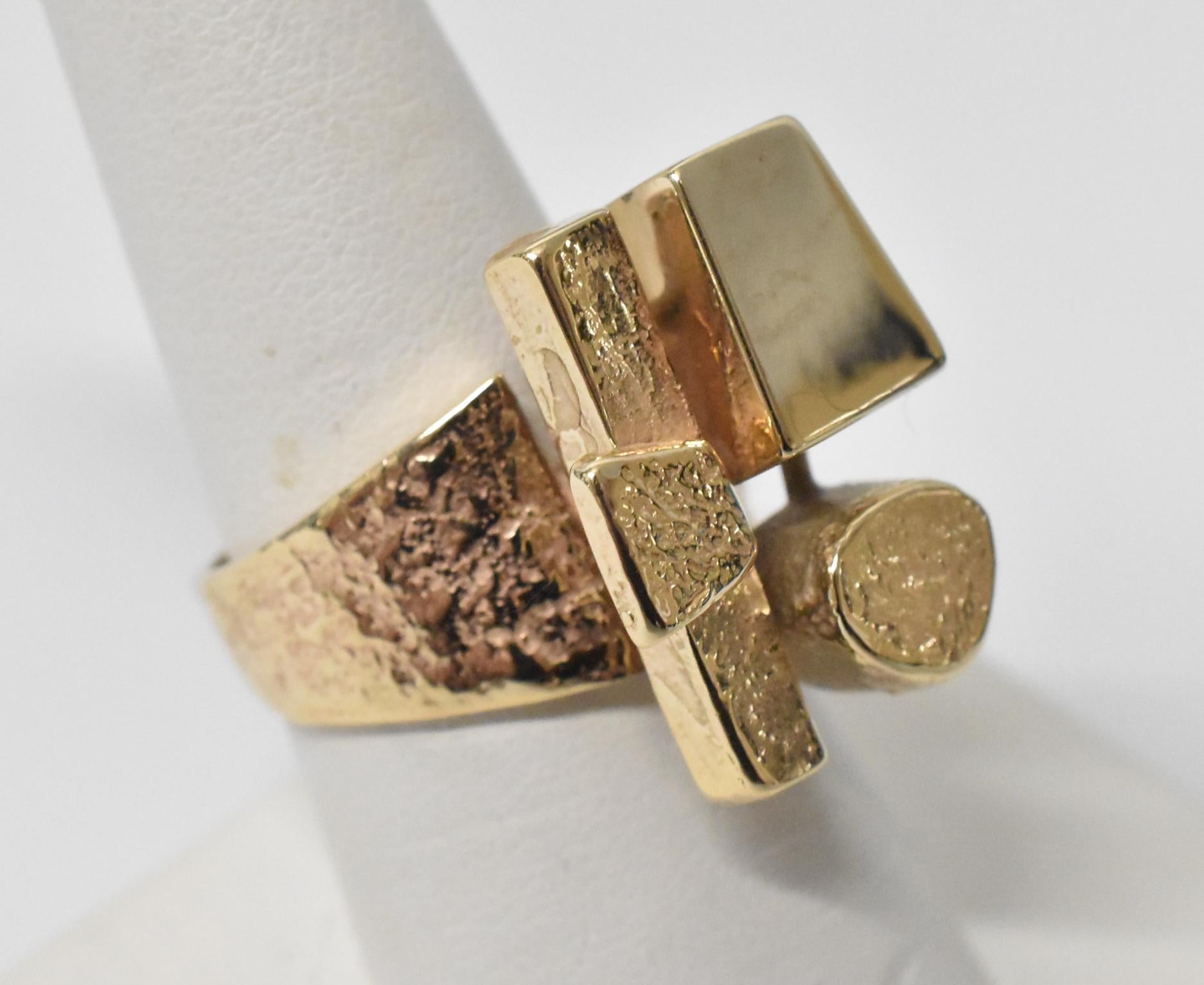 Unknown Modernist 14k Yellow Gold Ring Attributed to Henri Leighton