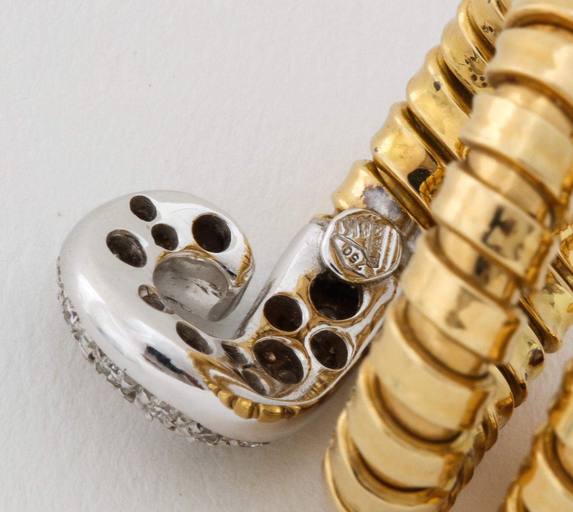  Goldschlange  Tubogas Ring mit Diamantkopf und Schleife 18K Damen im Angebot
