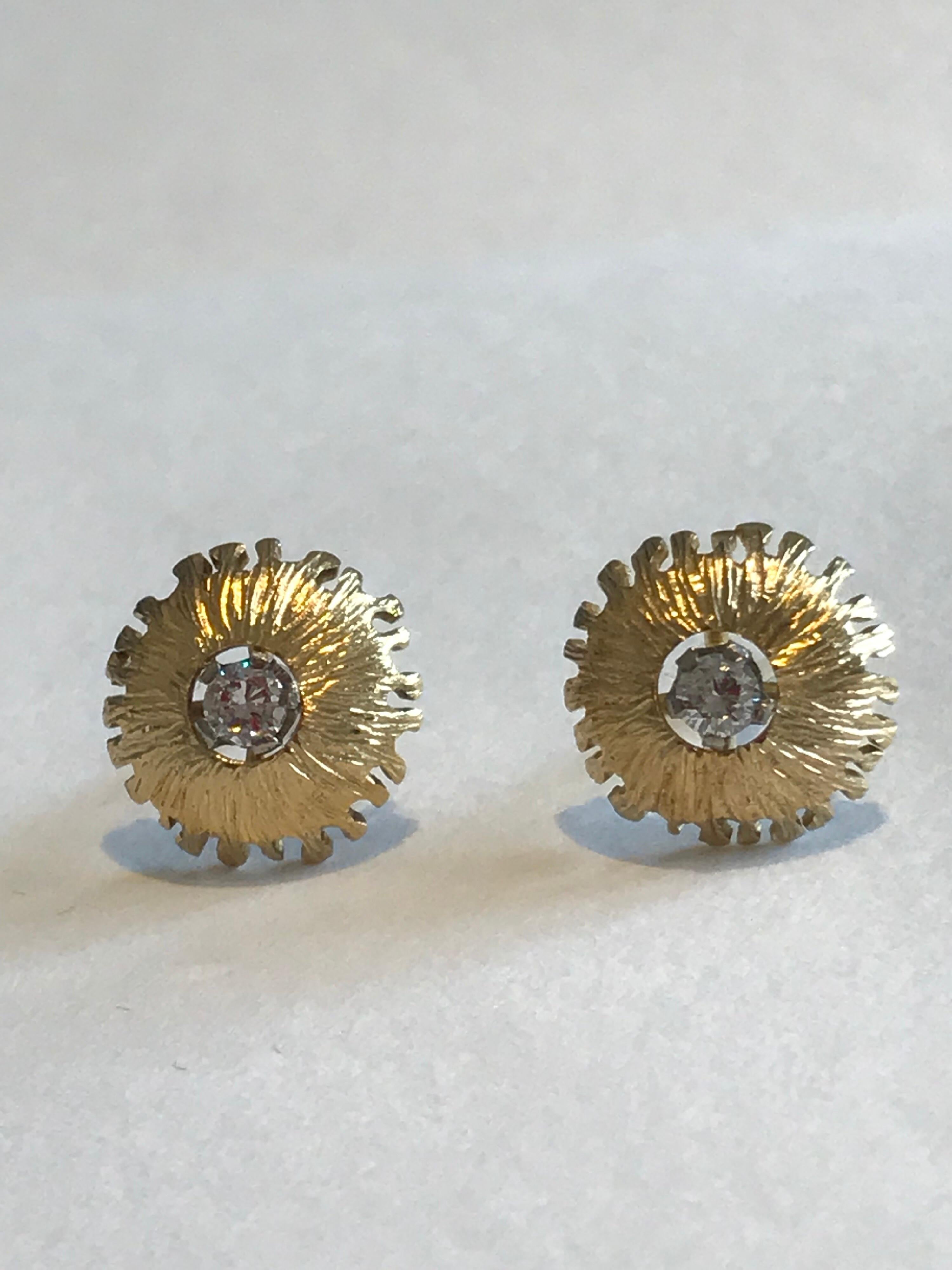 Round Cut Modernist 18 Karat Gold Diamond Set Earring For Sale