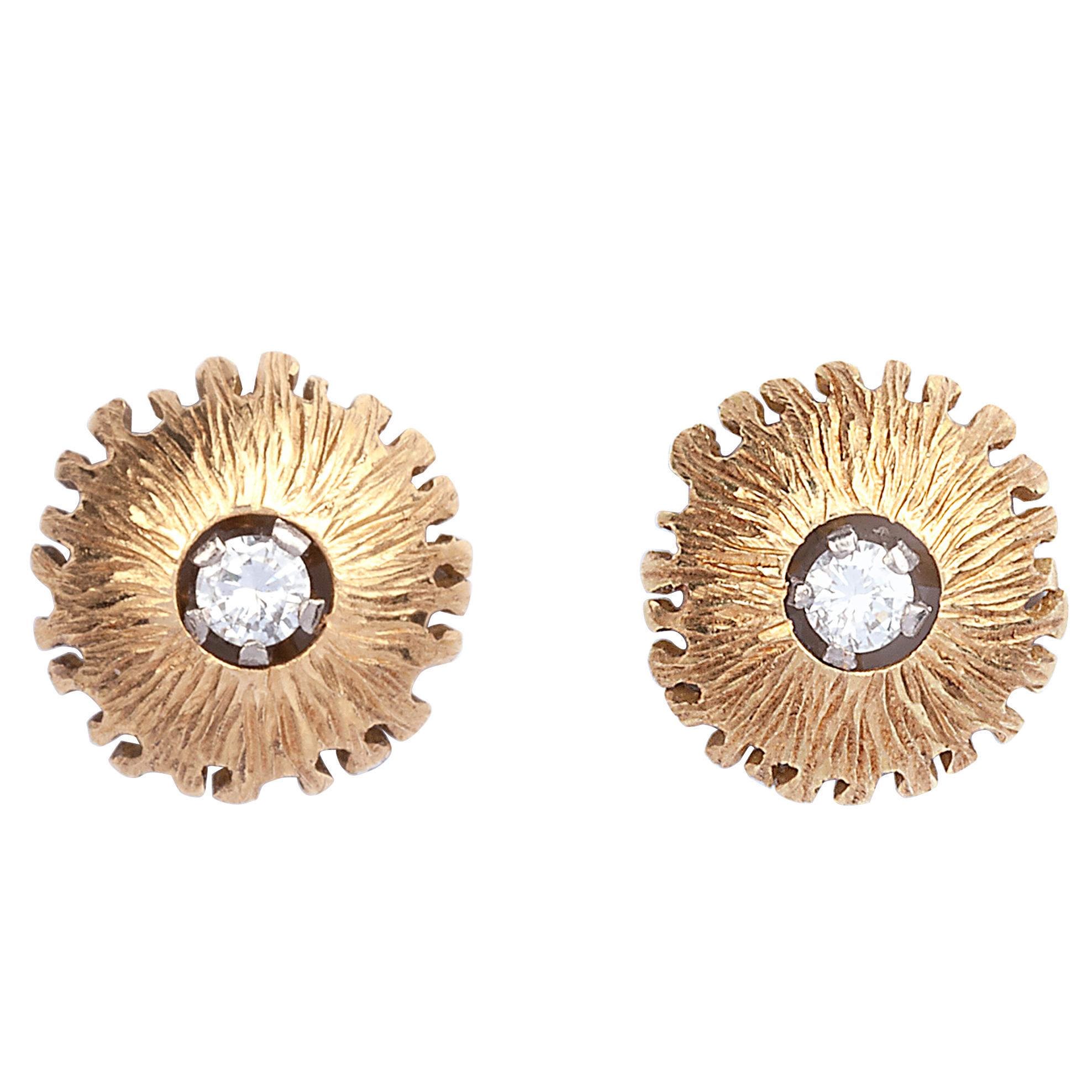 Modernist 18 Karat Gold Diamond Set Earring For Sale