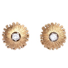 Modernist 18 Karat Gold Diamond Set Earring