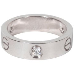 Modernist 18 Karat White Gold & Three Diamond "Love" Ring/Wedding Band, Cartier