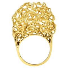 Modernist 18 Karat Gelbgold Dome Draht Vintage Ring