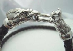 Modernist 18K Eagle Leather Braided Collar Necklace-Italy-Fierce & Fabulous