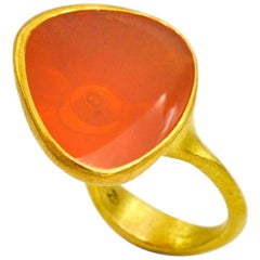 Modernist 18K Gold Fire Opal Ring by Atelier Zobel, 16.67ct Opal