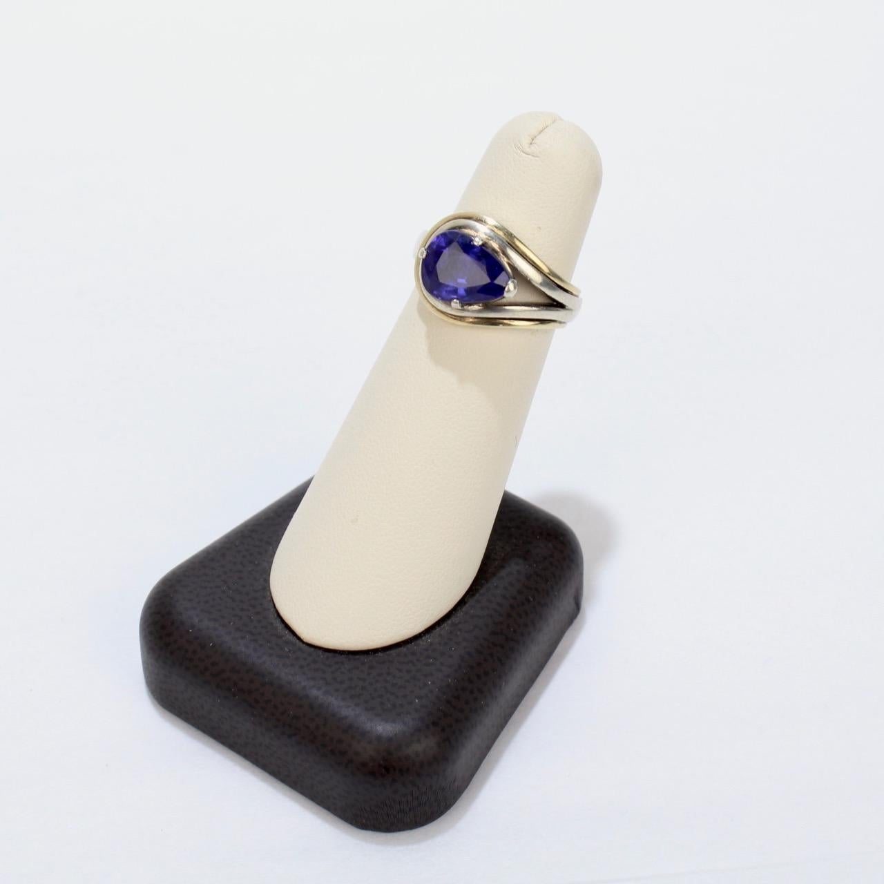 Women's Modernist 18k Gold, Sterling Silver, & Tourmaline Cocktail Ring