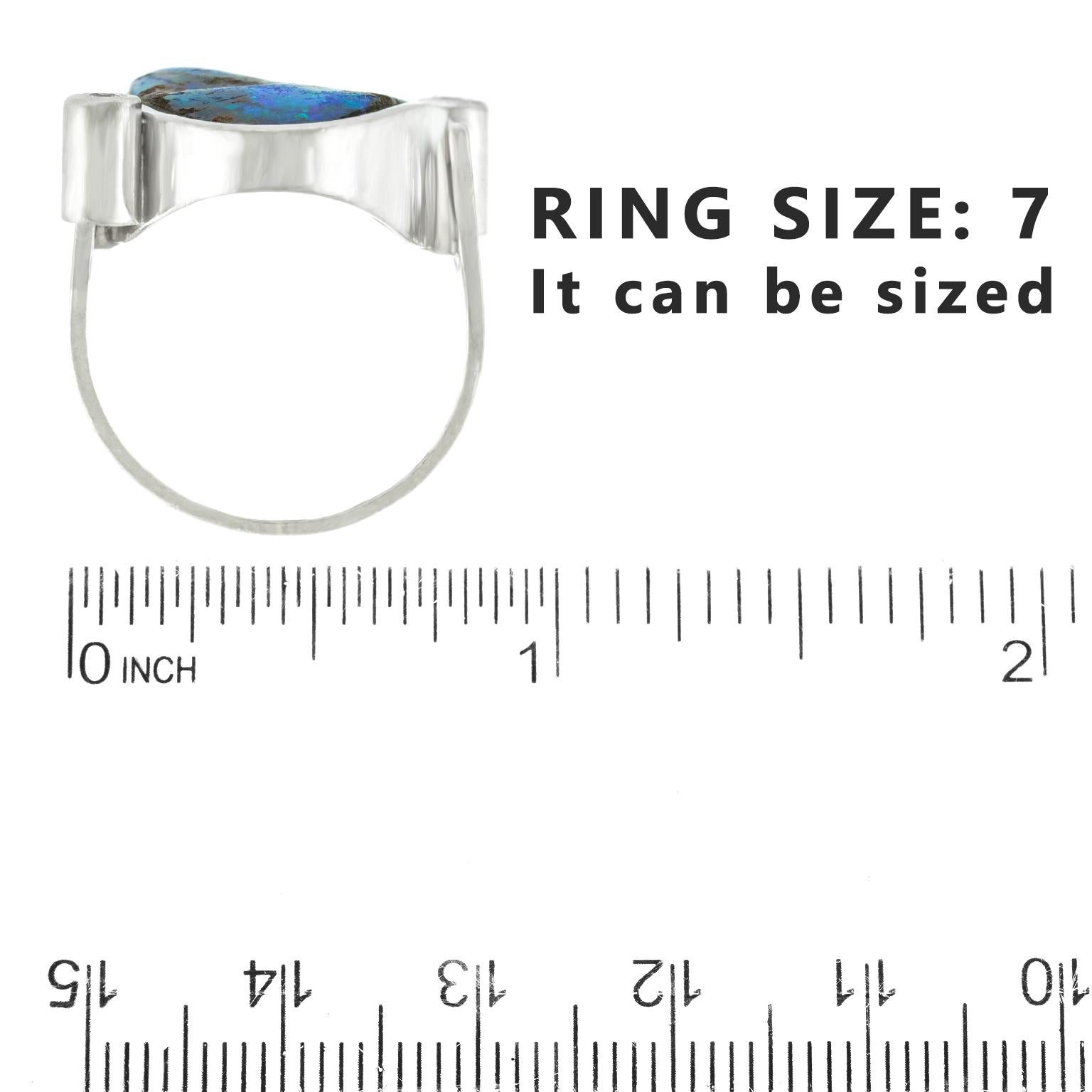 Modernist 18k Opal and Diamond Ring 1