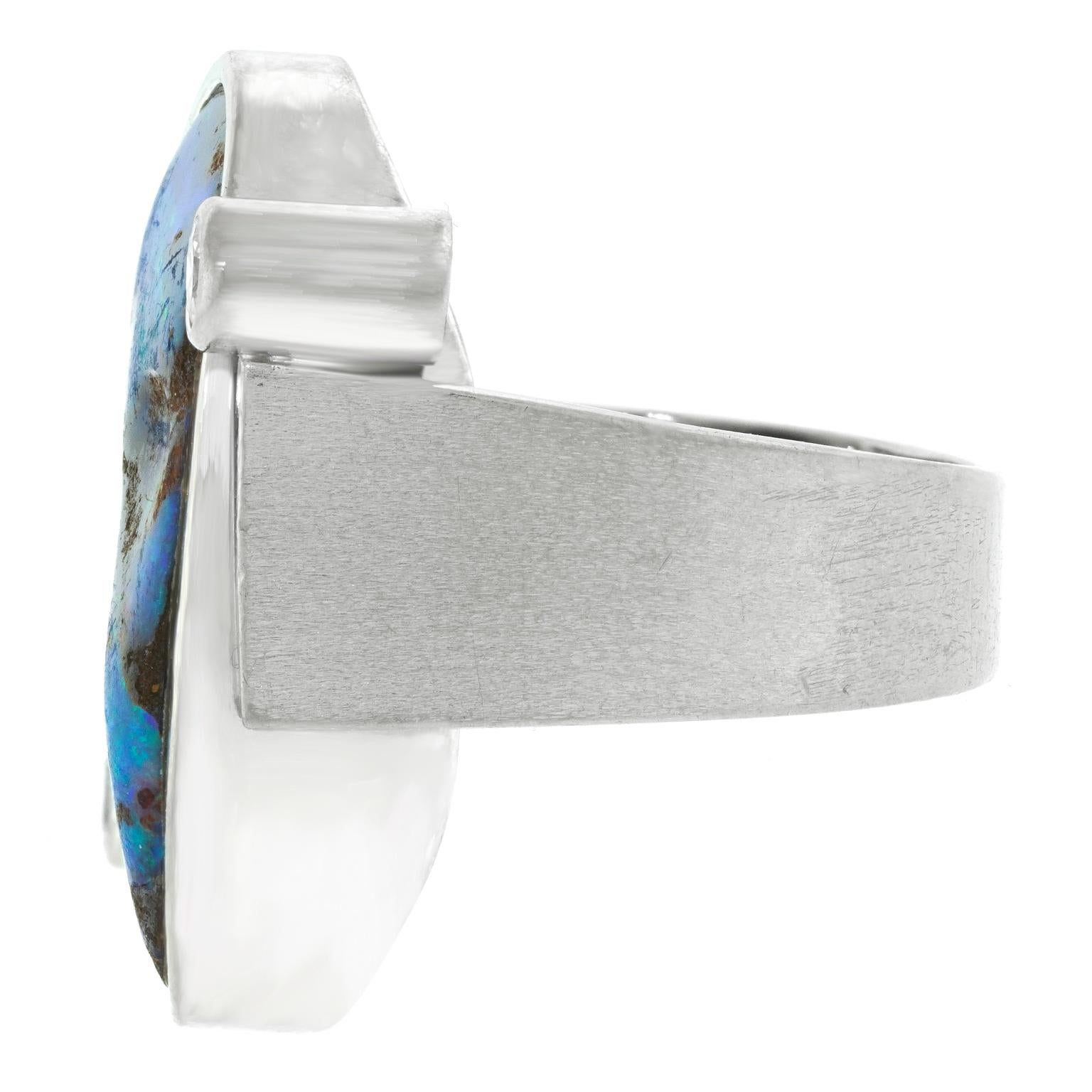 Modernist 18k Opal and Diamond Ring 2