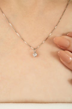 Modernist 18K Solid White Gold Heart Diamond Pendant Fine Jewelry Christmas Gift