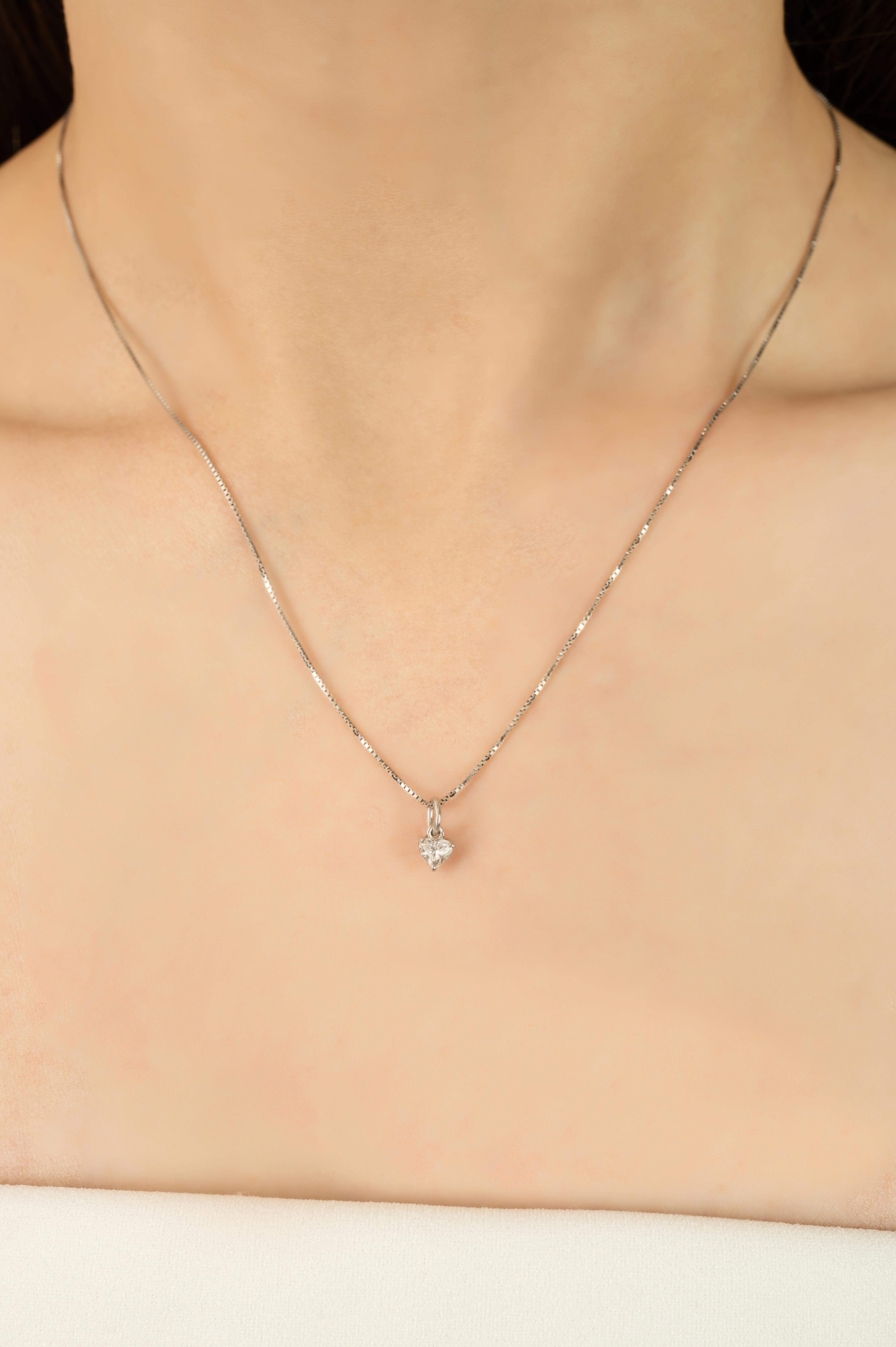 Modernist 18K solide Weißgold Herz Diamant Anhänger Feinschmuck Weihnachtsgeschenk im Angebot 2