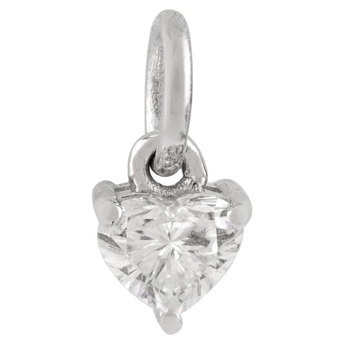 Ciondolo modernista con diamante a forma di cuore in oro bianco massiccio 18 carati Regalo di Natale di alta gioielleria