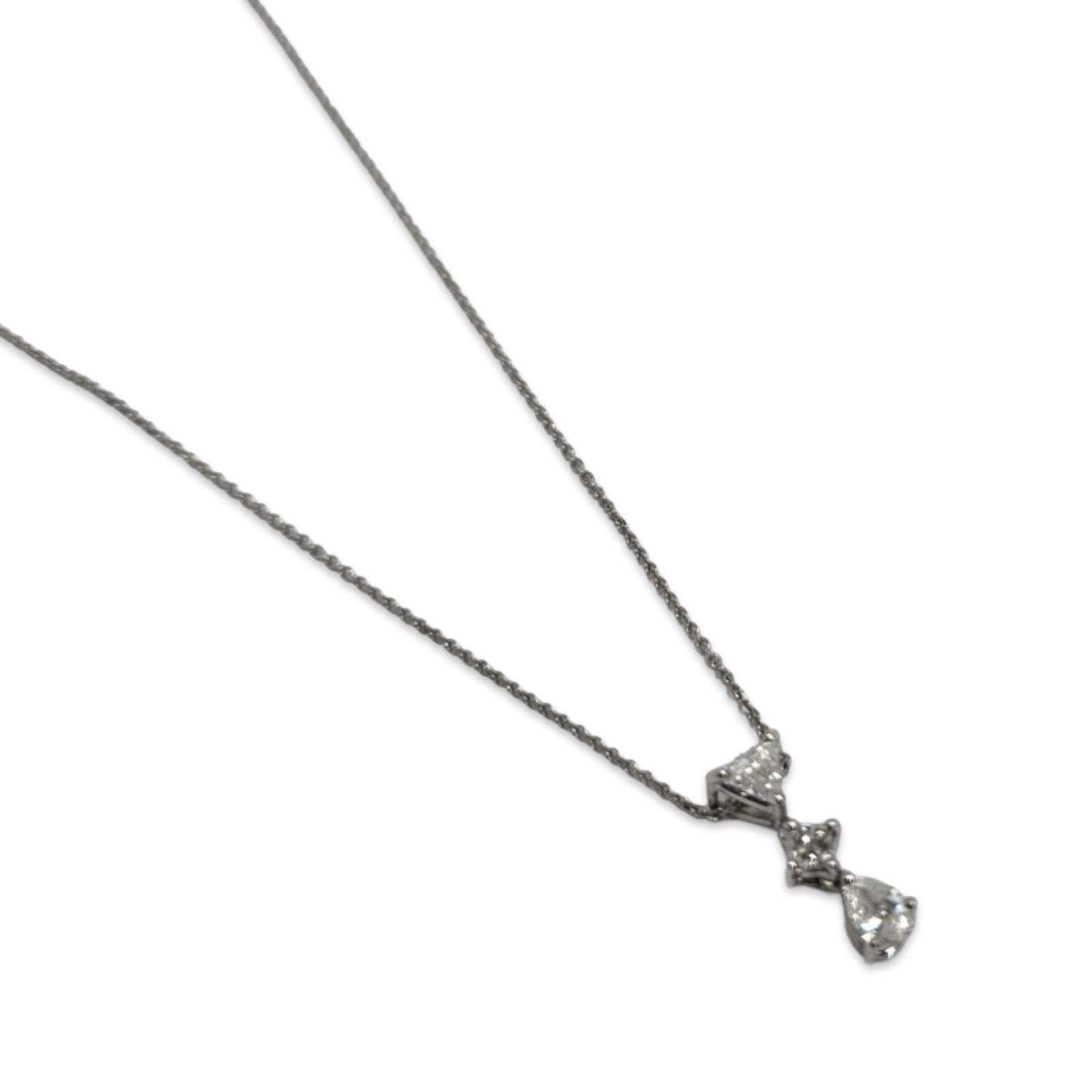 Pendentif moderniste en or blanc 18K avec diamants trillion, princesse et poire Excellent état - En vente à Miami, FL
