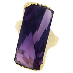 Modernist 18k Yellow Gold Custom Alexandrite Large High Profile Florentine Ring