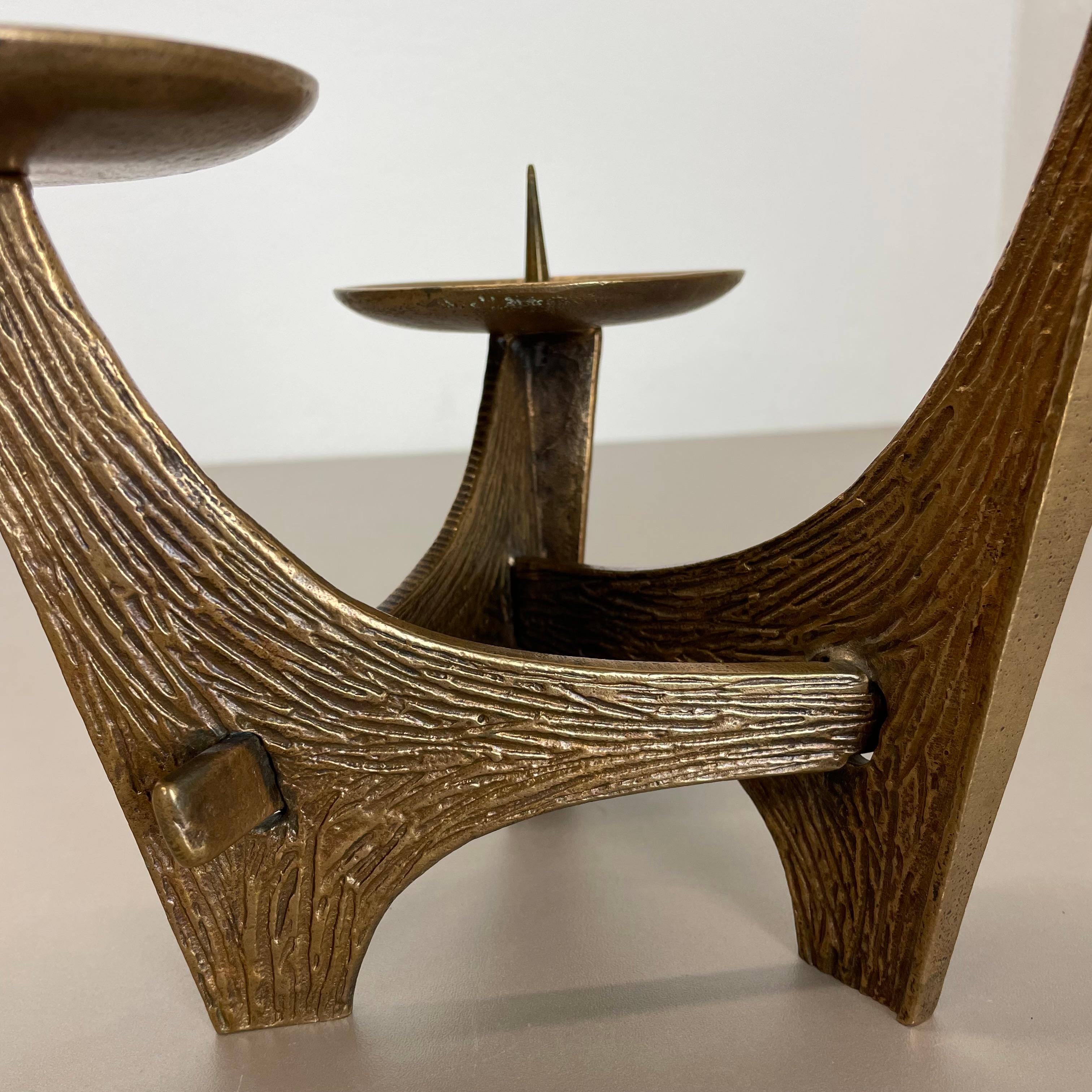 Modernist 1.8kg Sculptural Brutalist Bronze Metal Candleholder, France, 1960s For Sale 10