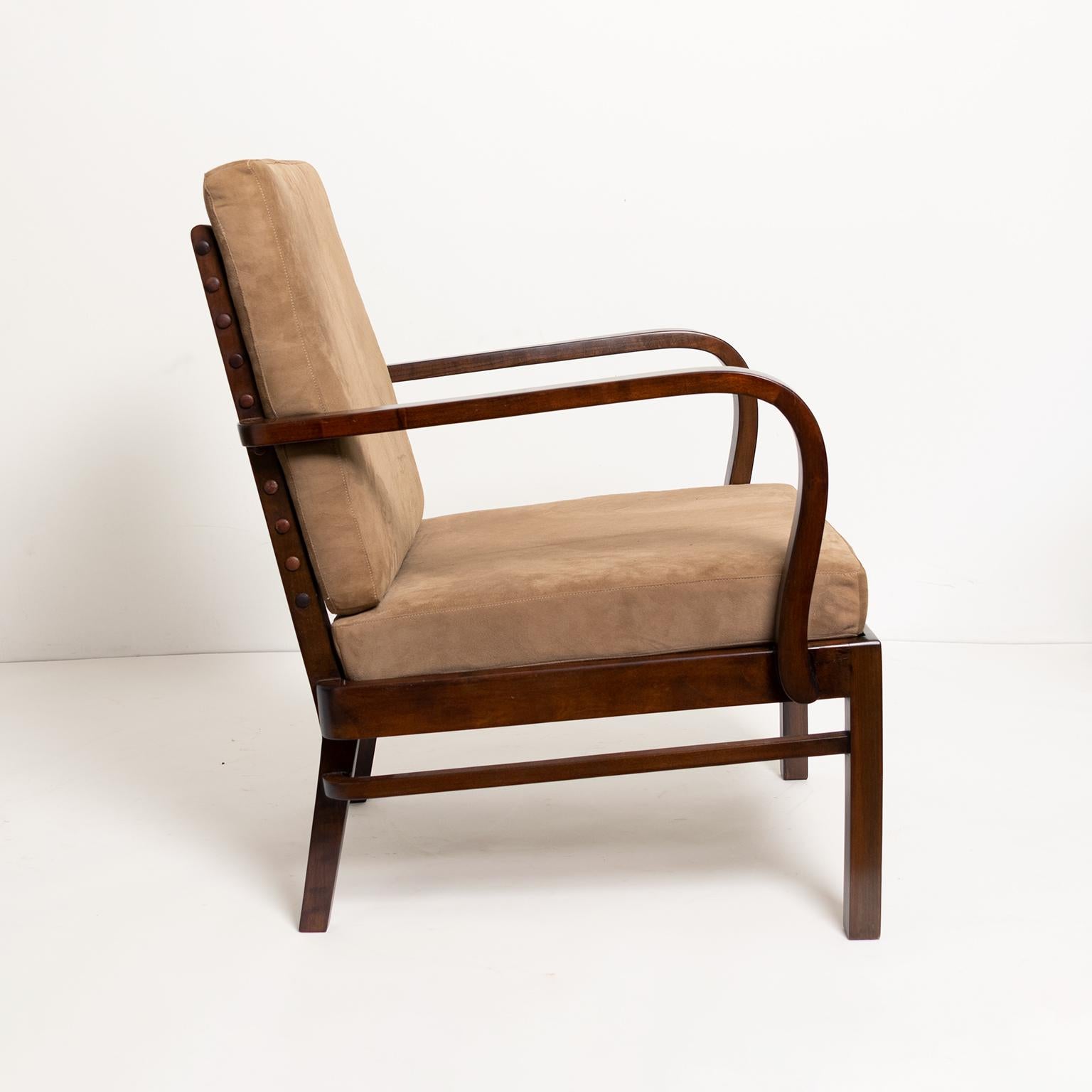 Stained Modernist 1920s Lounge Chair Designed by Wilhelm Knoll for Knoll Antimott