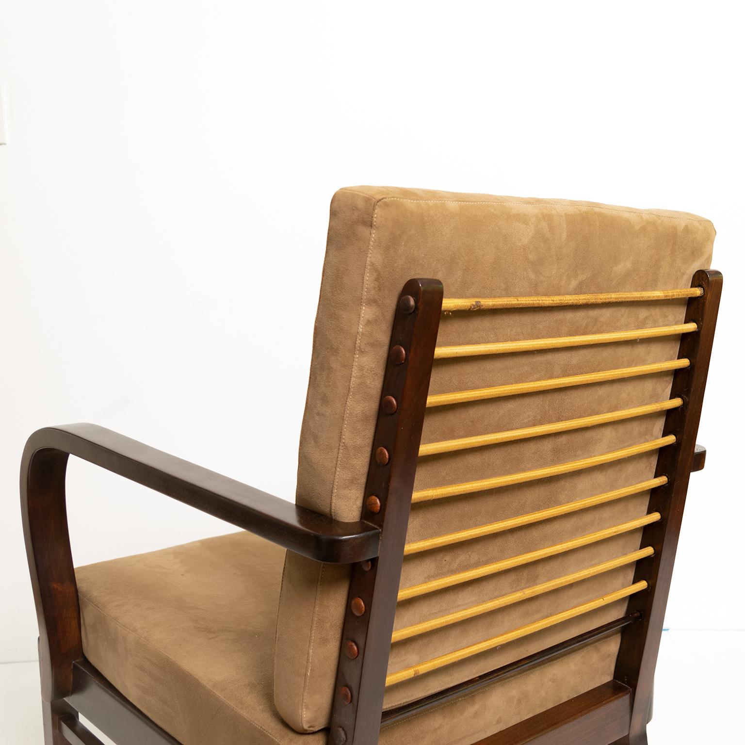 Suede Modernist 1920s Lounge Chair Designed by Wilhelm Knoll for Knoll Antimott