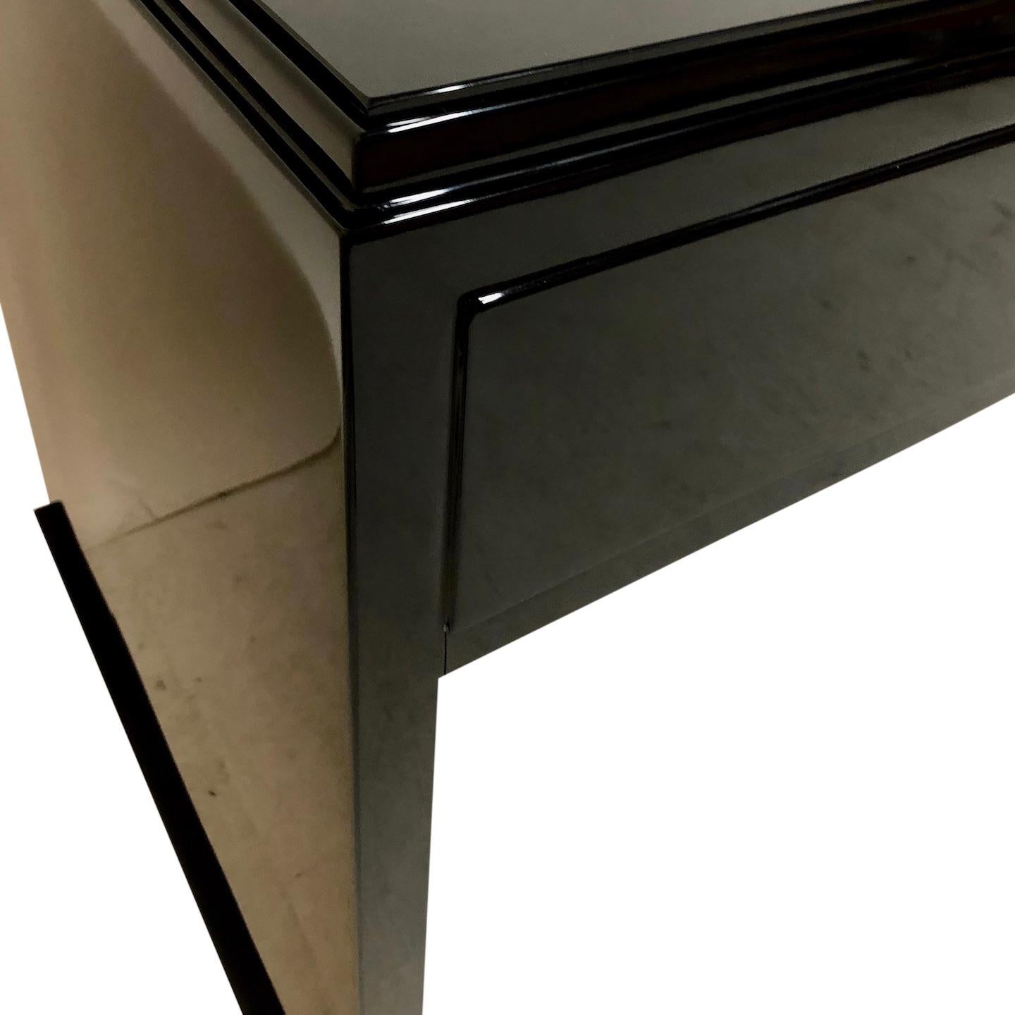 Modernist 1930s French Art Deco Office Desk Black Lacquer and Parchment Drawers 4