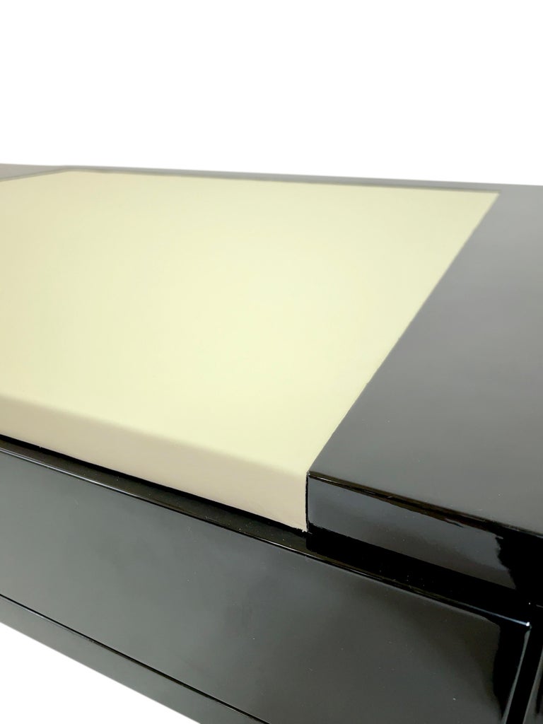 Modernist 1930s French Art Deco Office Desk in Black Lacquer with ...