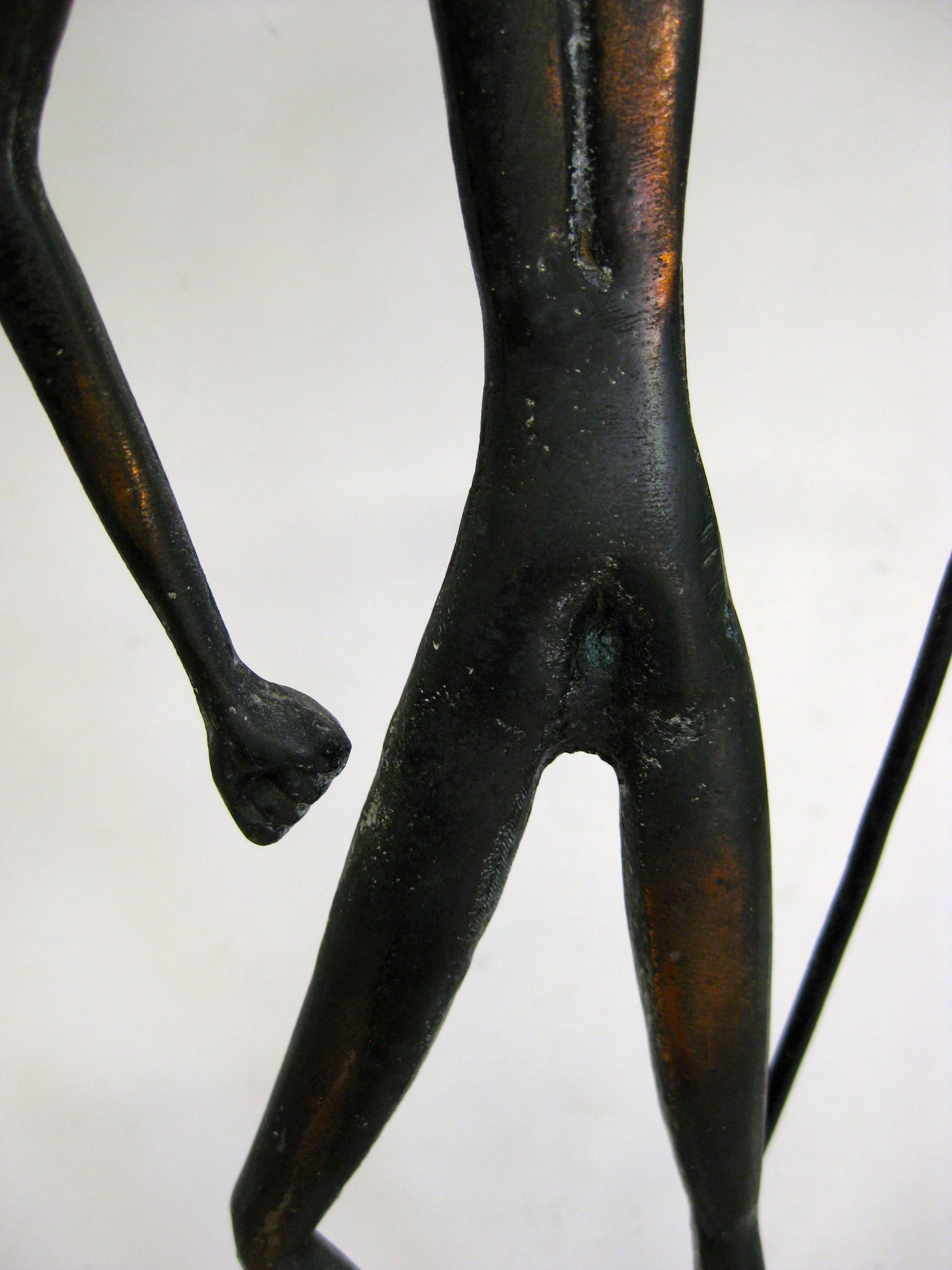 Modernist 1950's Achilles God Patinated Bronze Sculpture Made in Italy Weinberg For Sale 5