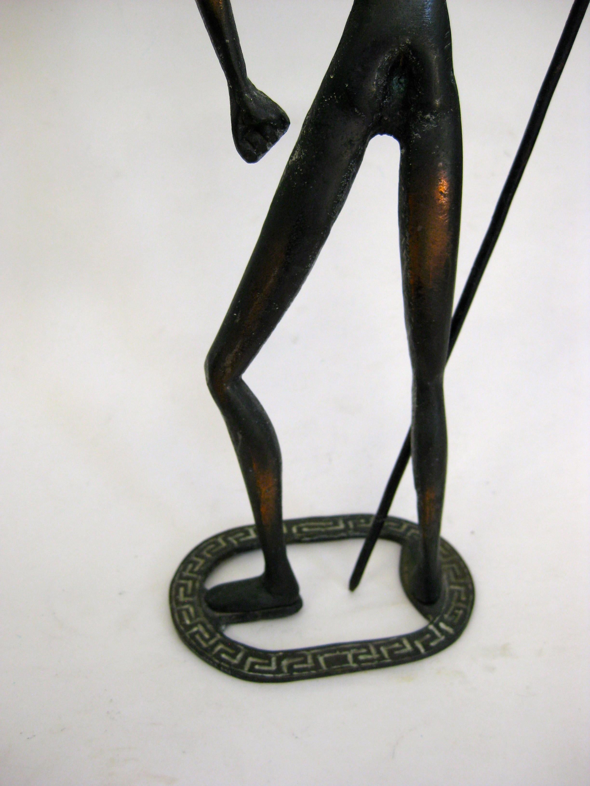 Modernist 1950's Achilles God Patinated Bronze Sculpture Made in Italy Weinberg For Sale 6