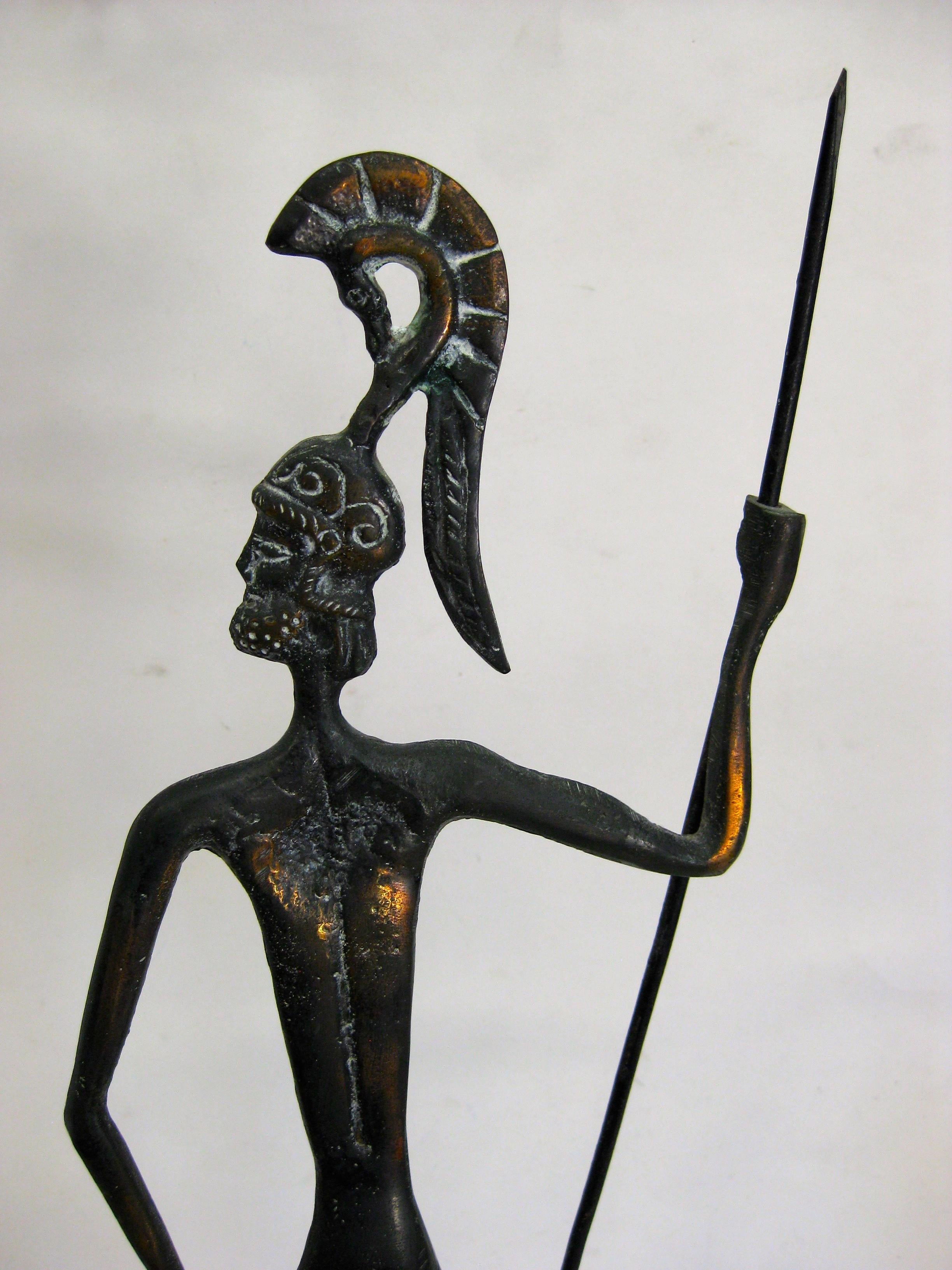 Modernist 1950's Achilles God Patinated Bronze Sculpture Made in Italy Weinberg For Sale 3