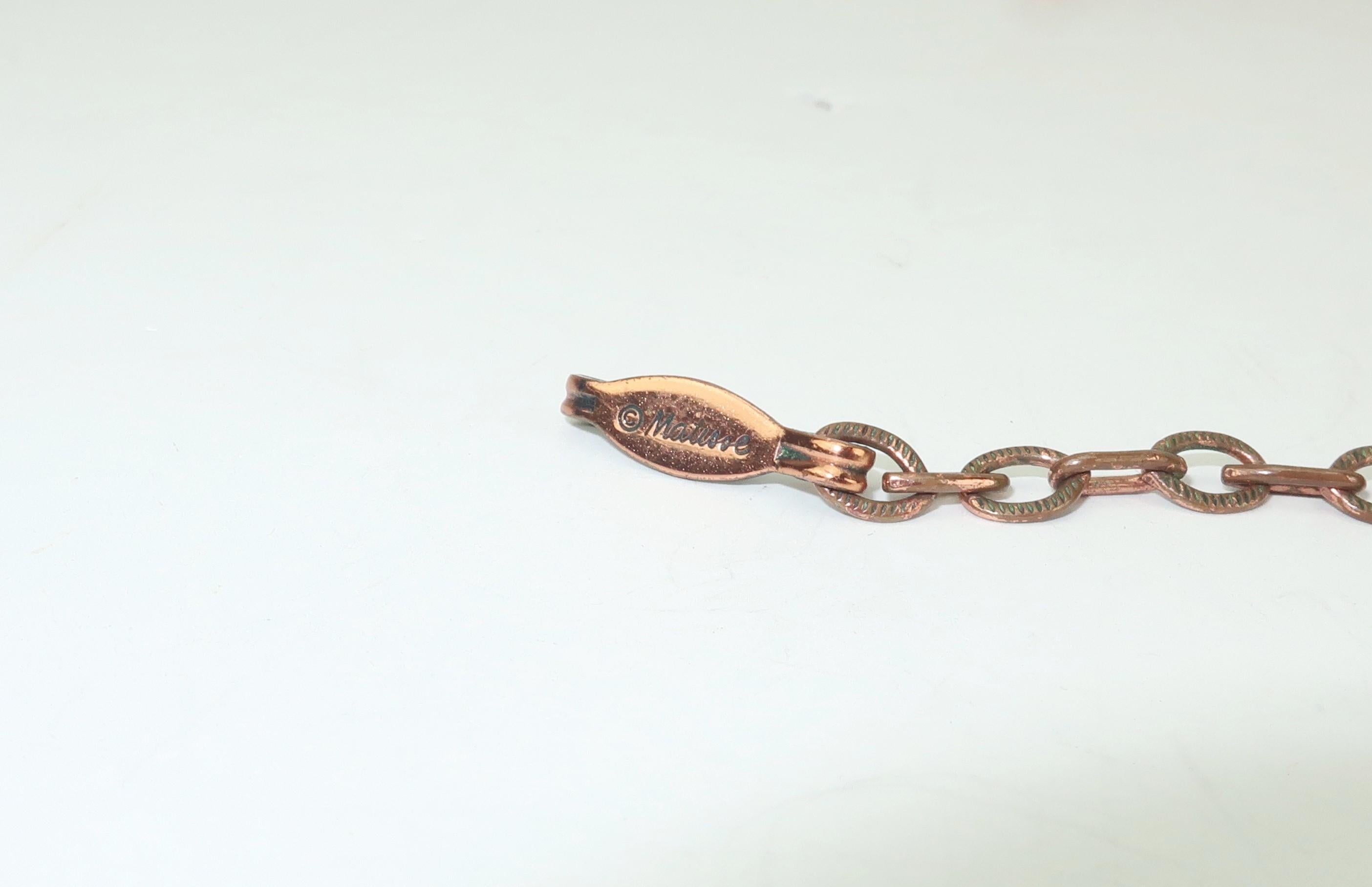 Modernist 1950’s Matisse Copper Enamel Choker Bib Style Necklace 3