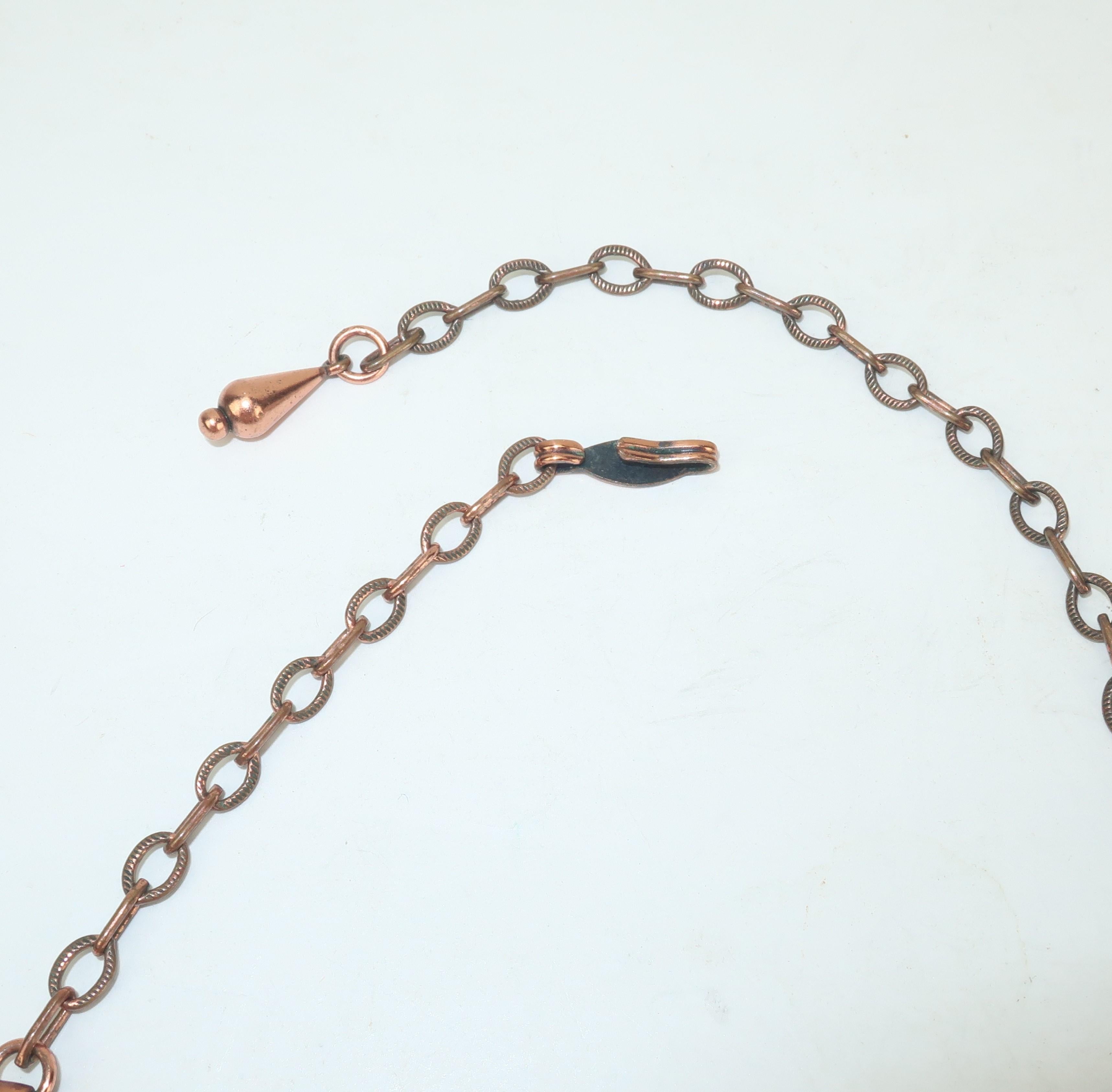 Modernist 1950’s Matisse Copper Enamel Choker Bib Style Necklace 2