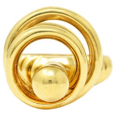 Modernist 1960's 18 Karat Yellow Gold Kinetic Spinning Vintage Fidget Ring