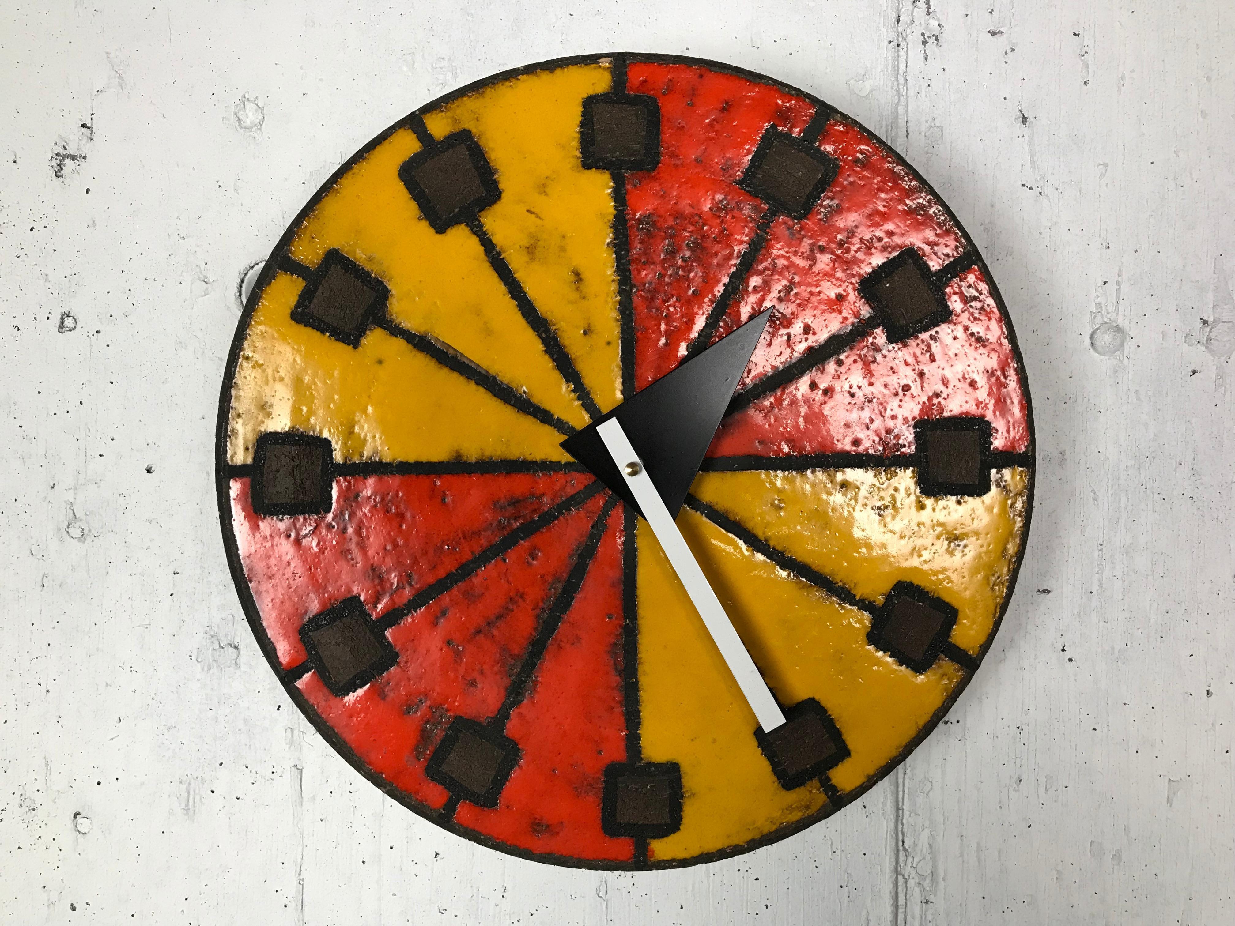 Modernist 1960s Italian Ceramic Wall Clock by Bitossi & George Nelson (Farbe)