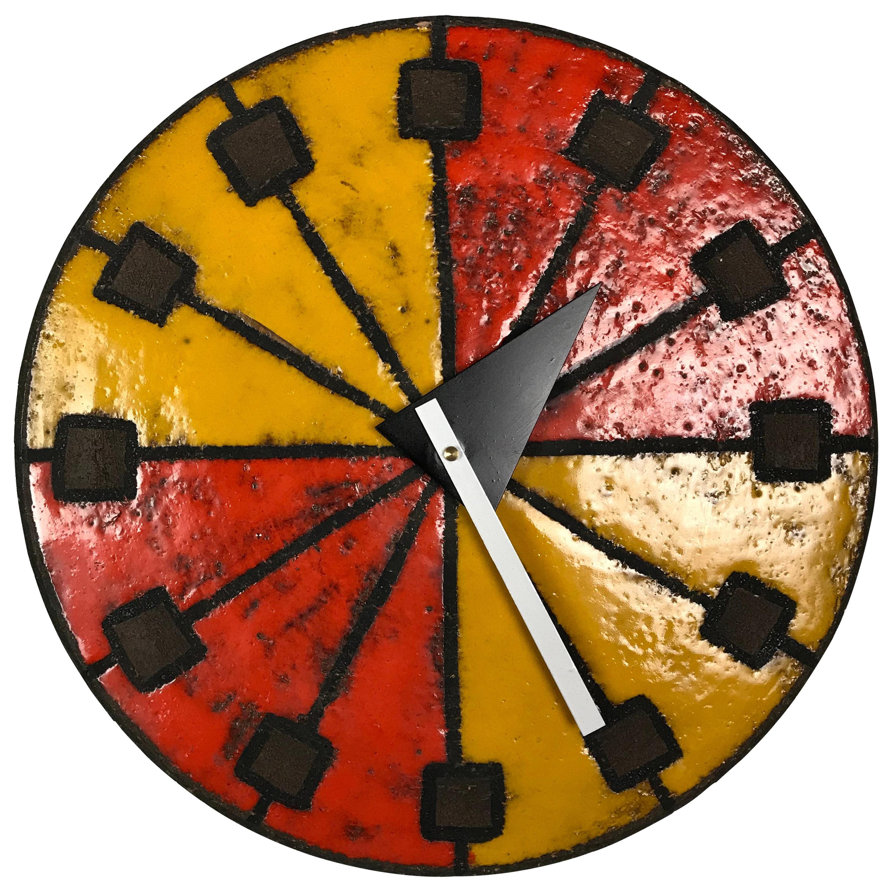 Modernist 1960s Italian Ceramic Wall Clock by Bitossi & George Nelson