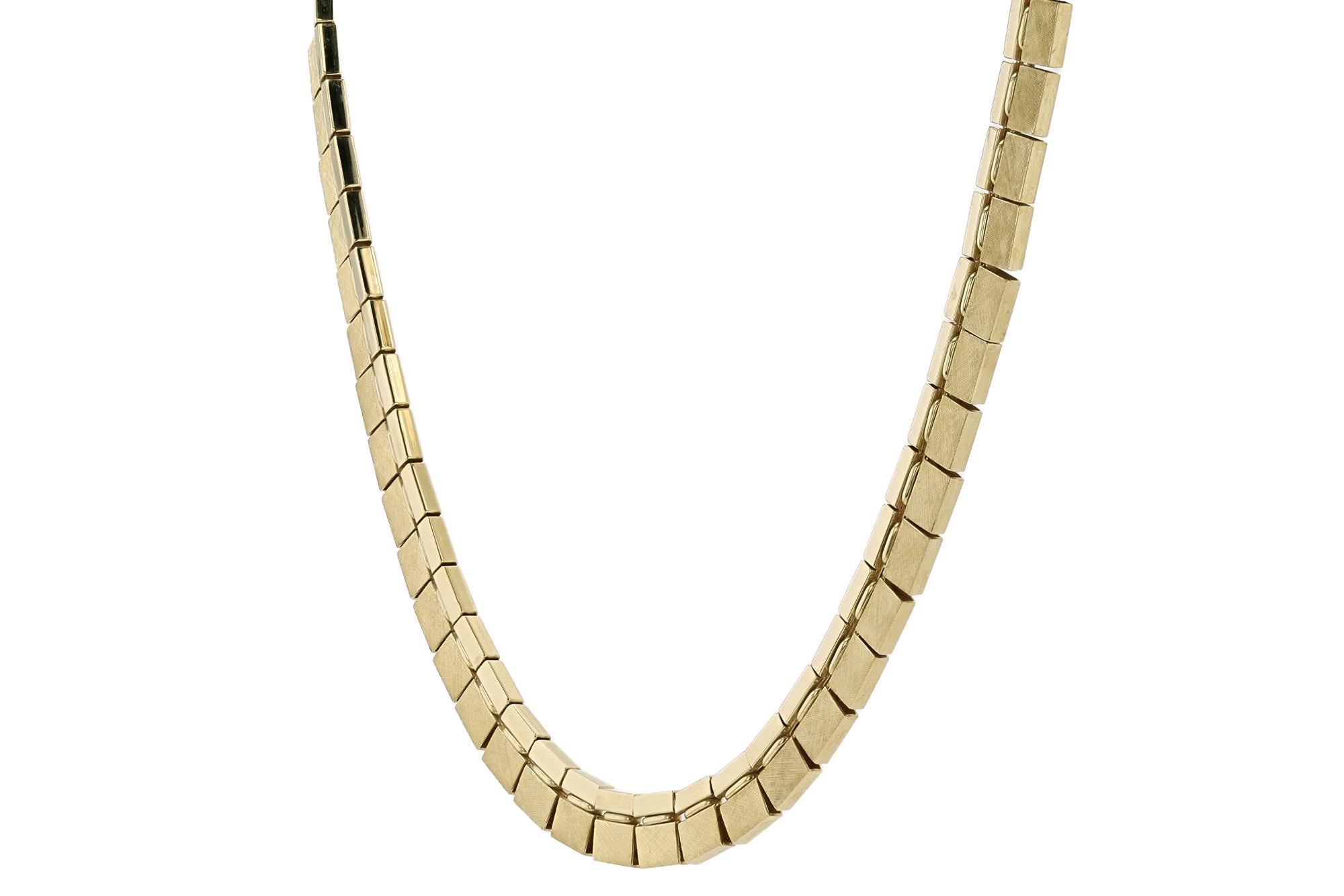 Women's or Men's Modernist 1960s Vintage 14k Gold Florentine Link Necklace For Sale