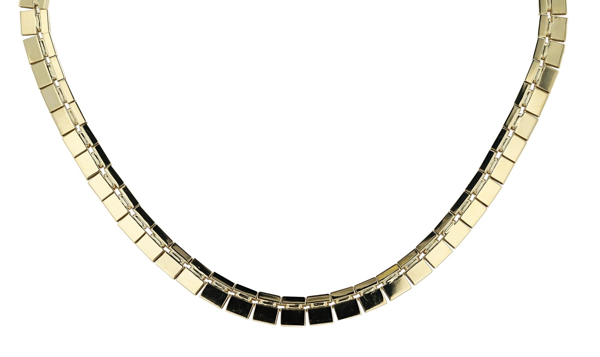 Modernist 1960s Vintage 14k Gold Florentine Link Necklace For Sale 1