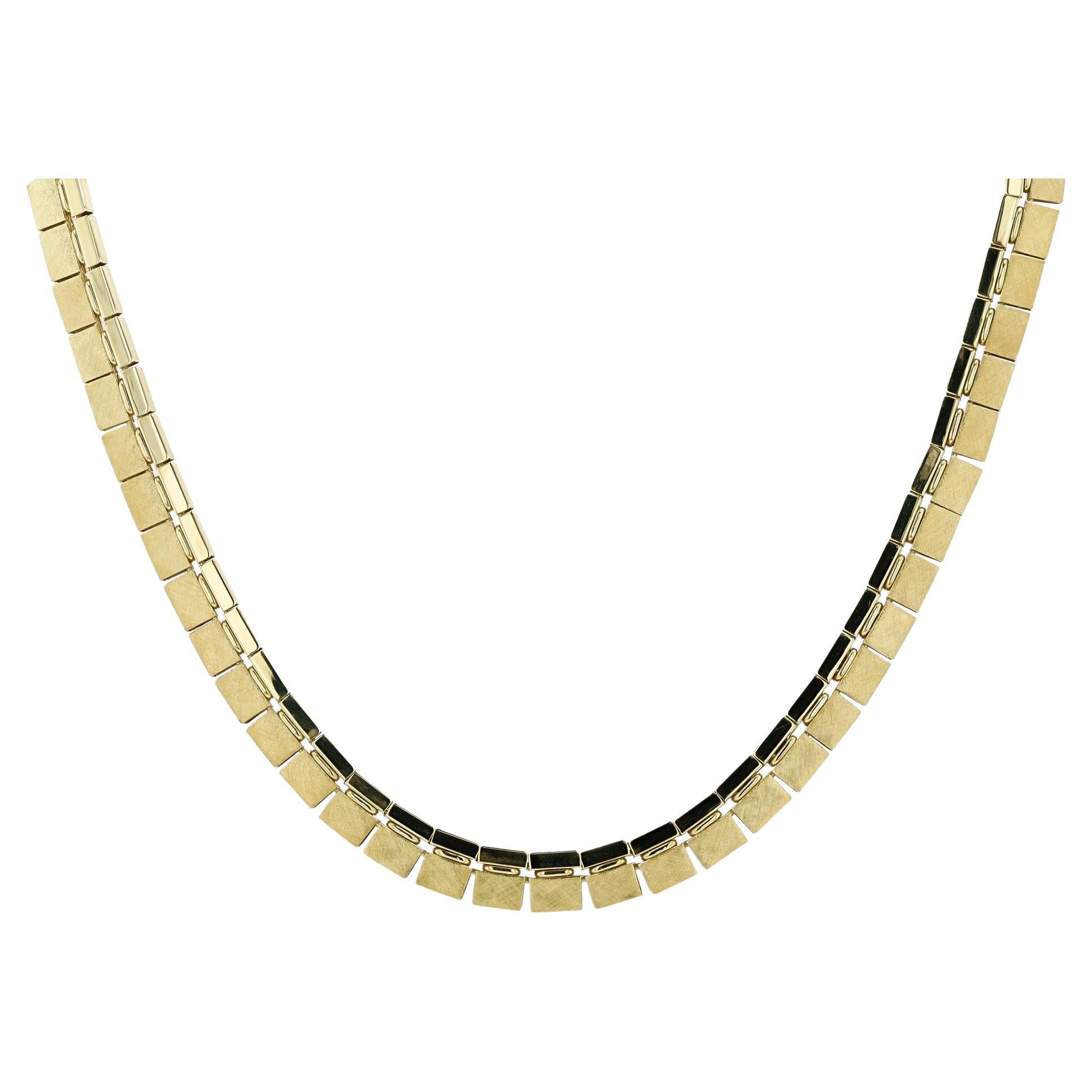 Modernist 1960s Vintage 14k Gold Florentine Link Necklace For Sale