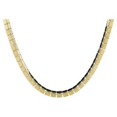 Collar de eslabones florentino de oro de 14 quilates vintage modernista de los años 60