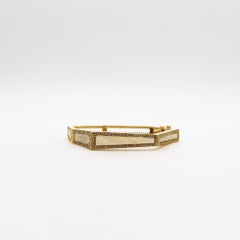 Modernist 1970 Heptagonal Bracelet In 18Kt Yellow Gold With Wood And Diamonds