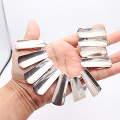 MODERNIST 1970 Mexico Sculptural Geometric Necklace In .925 Sterling Silver