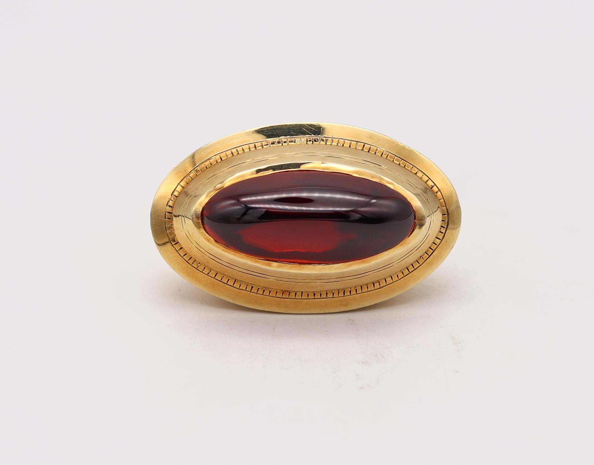 Modernist 1970 Sculptural Statement Ring 18Kt Yellow Gold With 51, 60 Cts Garnet In Excellent Condition For Sale In Miami, FL