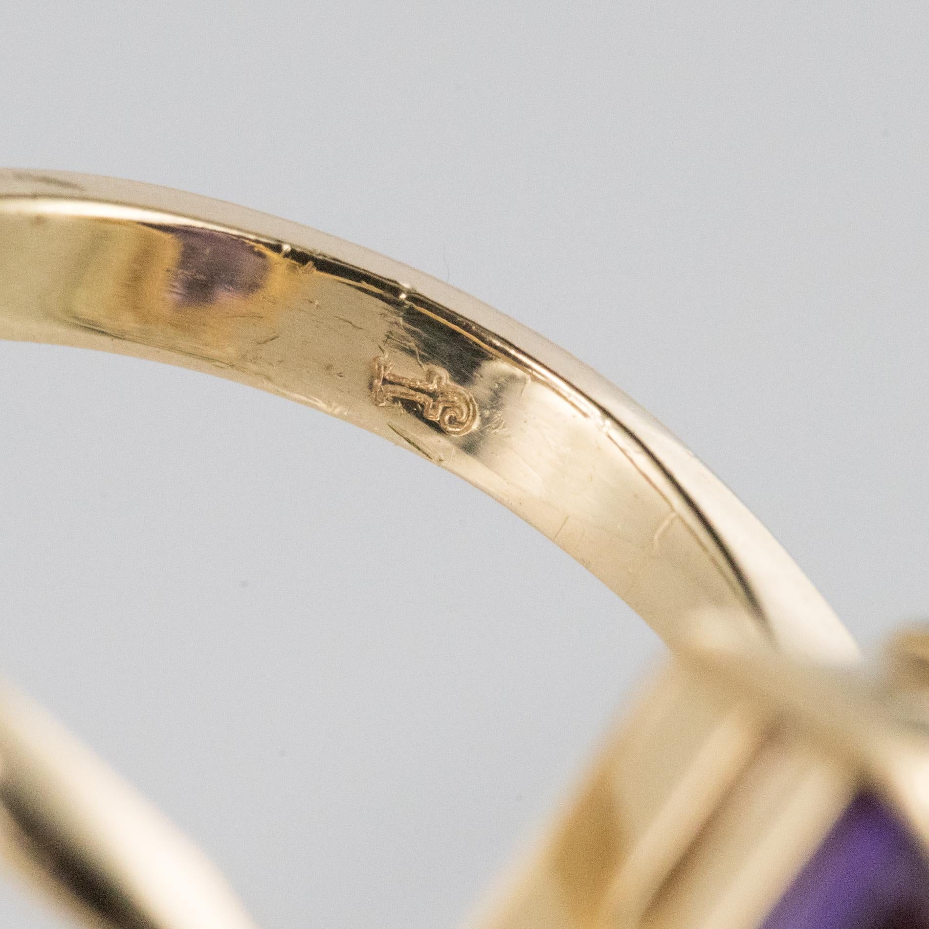 Modernist 1970s 4.80 Carat Amethyst Diamonds Ring 9