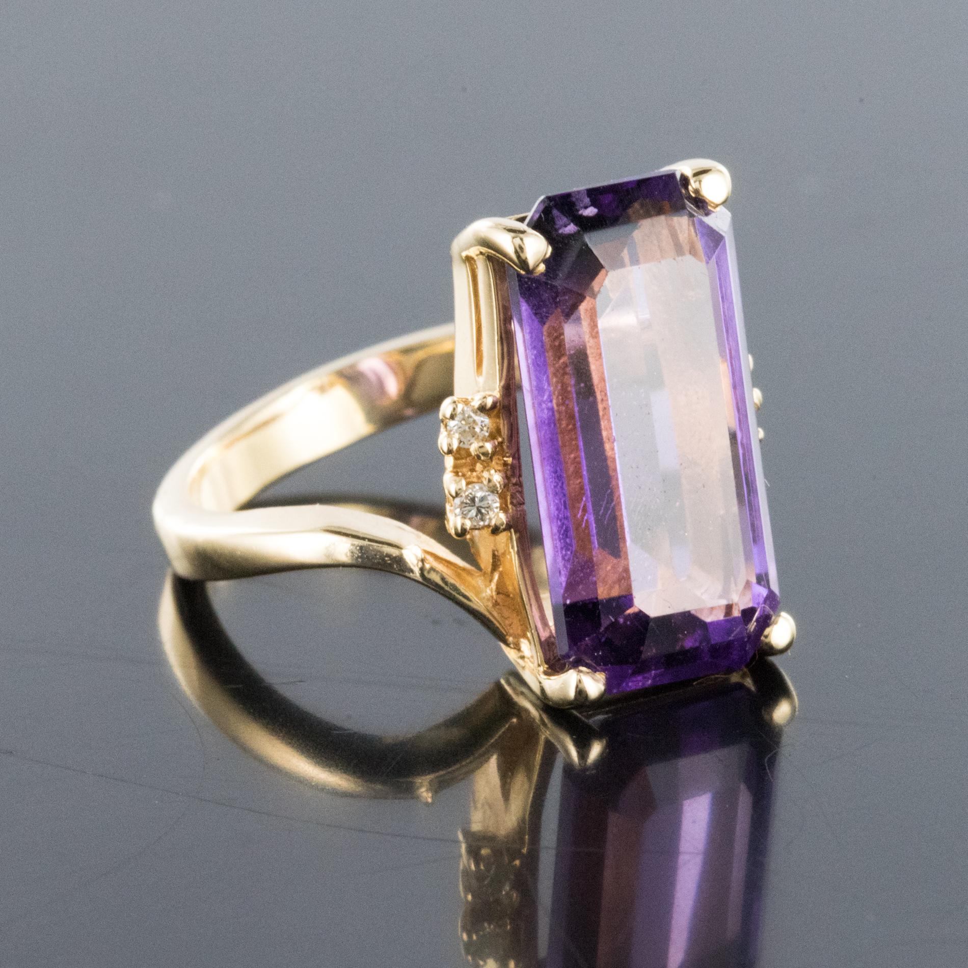 Modernist 1970s 4.80 Carat Amethyst Diamonds Ring 5