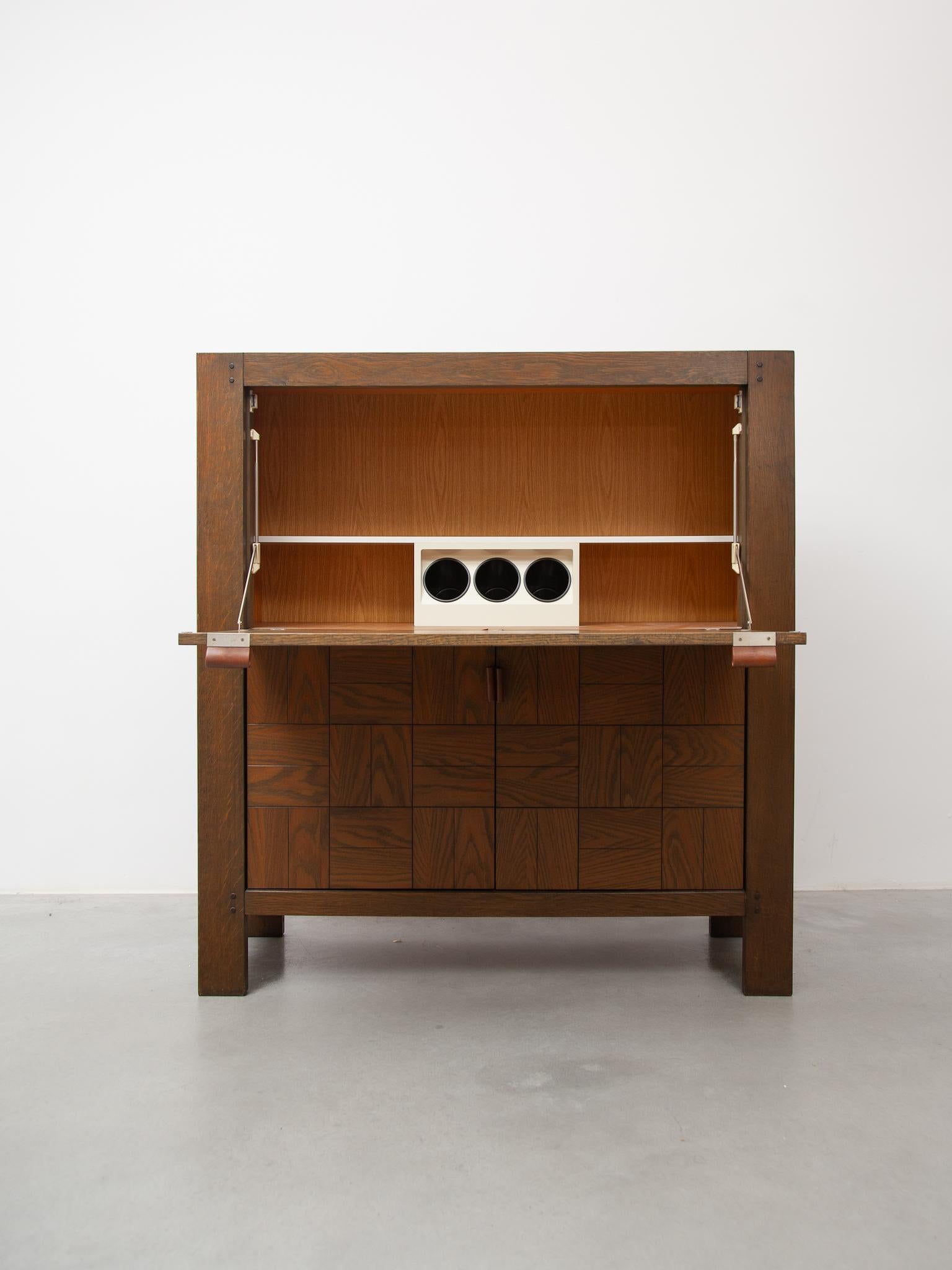 Hand-Crafted Modernist 1970s Bar High Sideboard designed by Frans Defour, Belgium For Sale