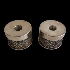 Paire de bougeoirs modernistes en argent sterling des années 1970, Londres 1977, signé