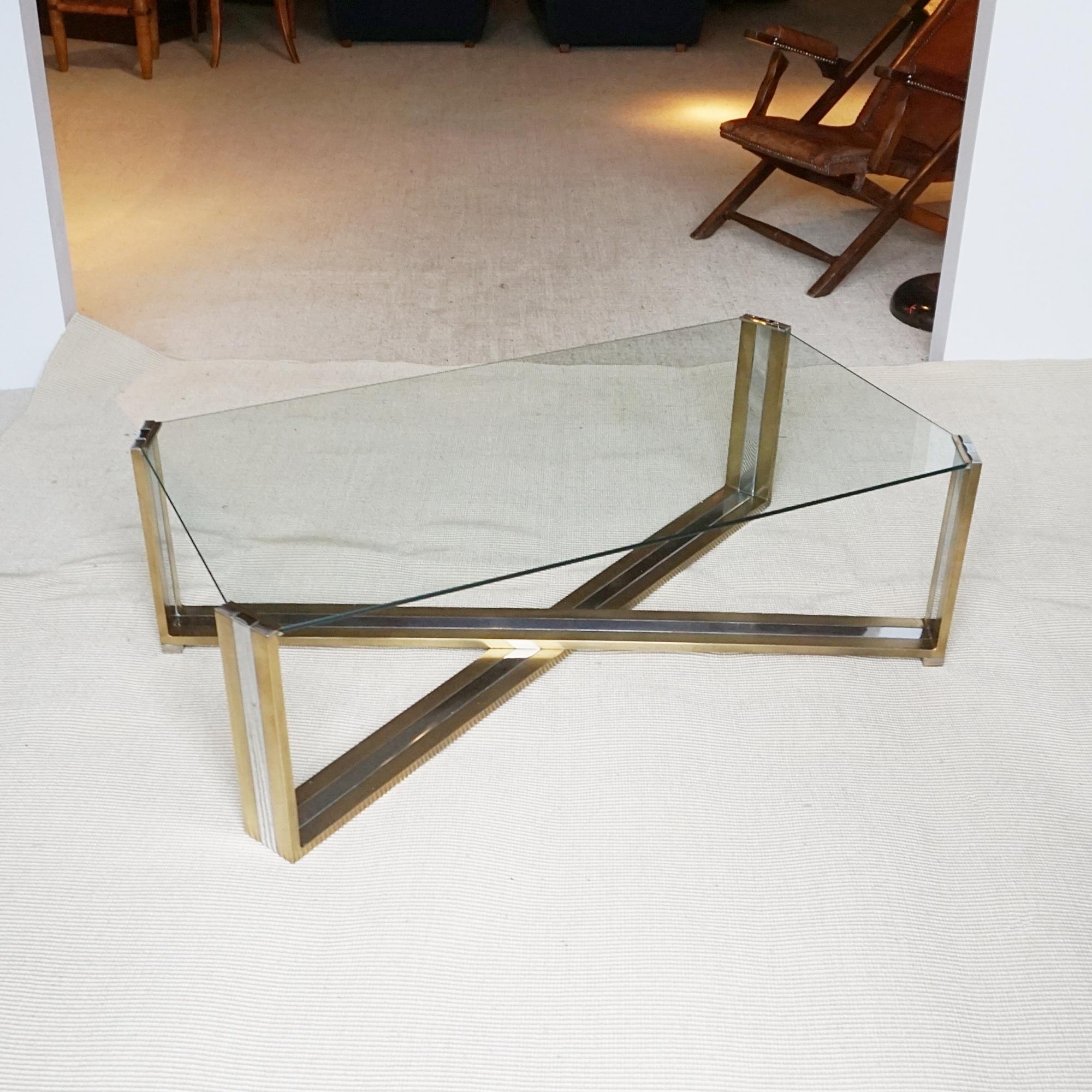 Mid-Century Modern Modernist 1970's X-Frame Coffee Table by Romeo Rega (1925-1981)