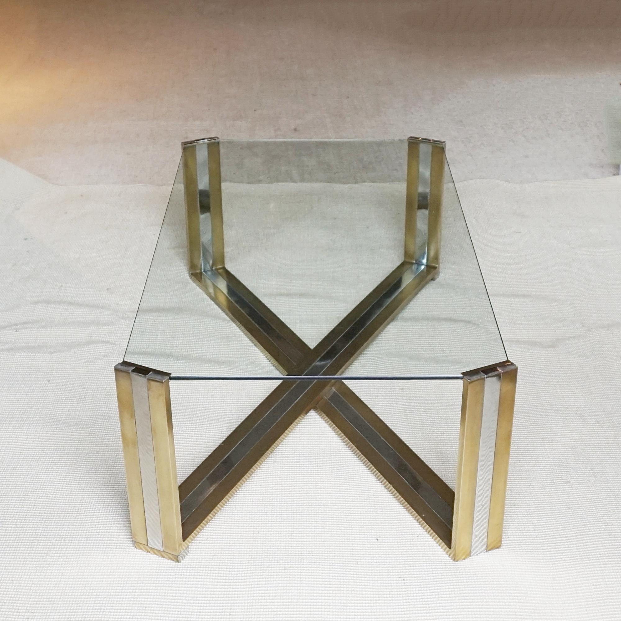 Modernist 1970's X-Frame Coffee Table by Romeo Rega (1925-1981) In Good Condition In Forest Row, East Sussex