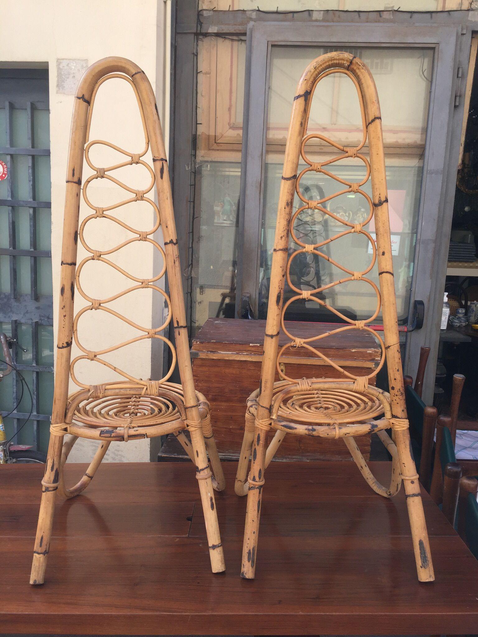 Late 20th Century Modernist, 20th Century Italian Design Pierantonio Bonacina Bamboo Chairs, 1990s For Sale